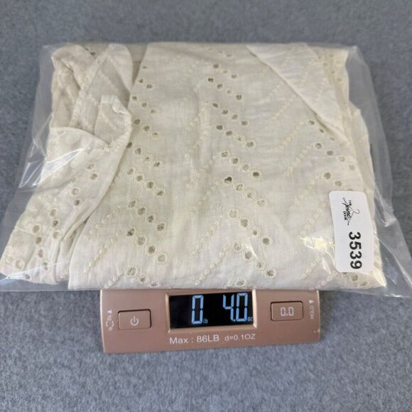 Pepin Size Small V-Neck Eyelet Blouse Cotton Silk Blend Ivory Cream Anthro FLAWS - Picture 12 of 13